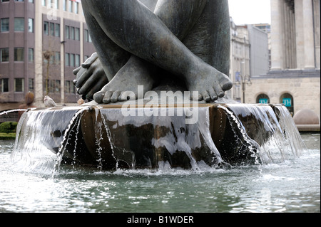 Detail of 'The River', a fountain and sculpture feature in Victoria Square in the centre of Birmingham, England. Stock Photo