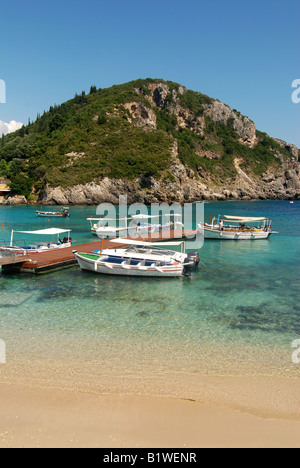 Paleokastritsa (Palaiokastritsa) bay, greek island of Corfu (Ionian Sea) Stock Photo