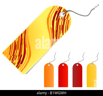 Vector illustration of an abstract retail tag with leash and additional colorful tags Set 3 Stock Photo