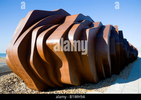 ENGLAND West Sussex Littlehampton Beach Rusted metal seafood restaurant by architect Thomas Heatherwick on promenade Stock Photo