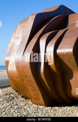 ENGLAND West Sussex Littlehampton Beach Rusted metal seafood restaurant by architect Thomas Heatherwick on promenade Stock Photo
