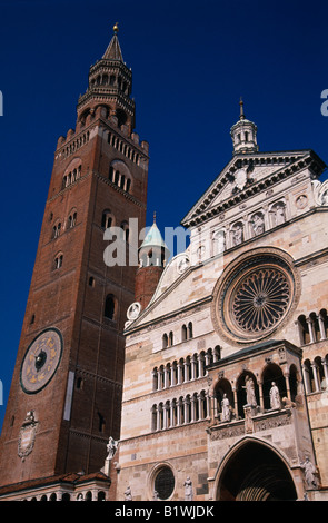 ITALY Lombardy Cremona Italian Lakes Lake Garda Duomo Cathedral Church and Bell Tower or  Torrazzo Stock Photo