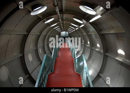 Inside the Atomium is built in 1958 for the world fair in Brussels Belgium The Atomium represent the cubic structure of iron Stock Photo