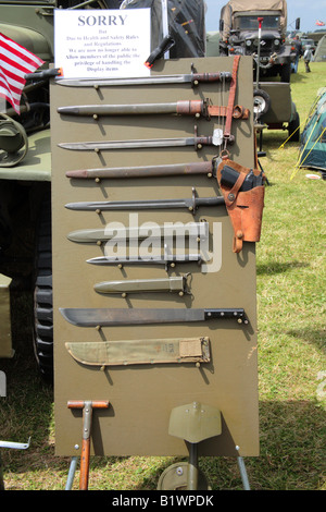 Military weapons cutting bladed display board Stock Photo