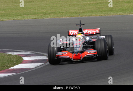 Lewis Hamilton in the Vodafone Mclaren Mercedes f1 racing car at Silverstone tyre test 2008 Stock Photo