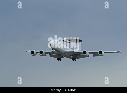 Boeing E-3D Sentry AEW1 Airborne Warning and Control System Approaching RAF Kinloss Moray Scotland Stock Photo
