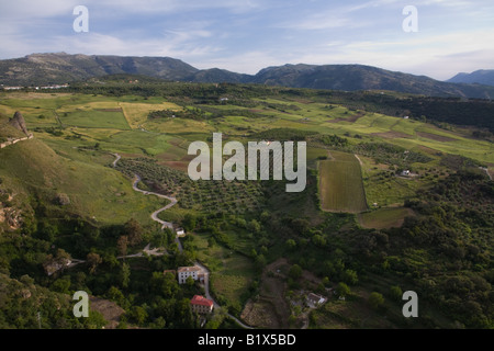 Spectacular cliff-top views from Alameda del Tajo park, El Mercadillo, Ronda, Andalucia, Spain Stock Photo