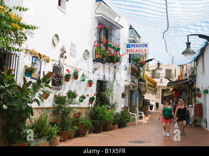 Torremolinos Malaga Province Costa del Sol Spain Typical Spanish street going down to Bajondillo beach Stock Photo