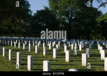 Lines of graves at Arlington National Cemetery in Arlington, VA United States of America Stock Photo