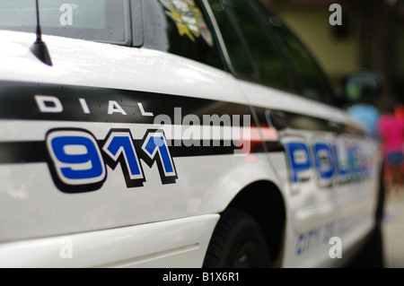 Dial 911 on a police car Stock Photo