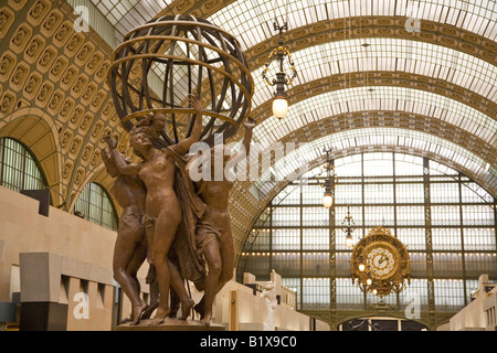 'Four Parts of the Earth' sculpture with figures representing continents of Europe, Asia, America and Africa Musee D'Orsay Paris Stock Photo