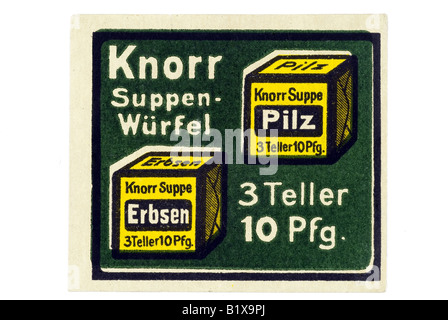 trading stamp Knorr Suppen Würfel 3 Teller 10Pfg Stock Photo