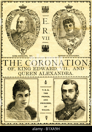 Publication for the Coronation of King Edward VII and Queen Alexandra scheduled for 26 June 1902 but postponed until August 1902 Stock Photo