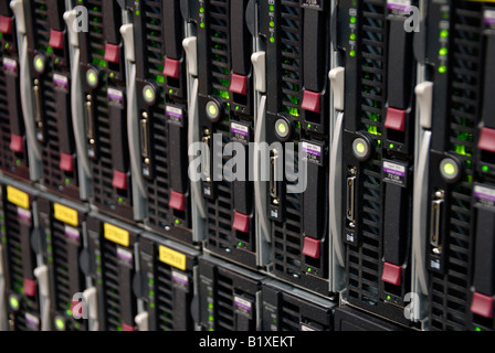 Blade servers mounted in a rack Stock Photo