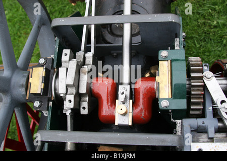 Detail of gearing and connecting rods on partly build scale model steam traction engine. Stock Photo