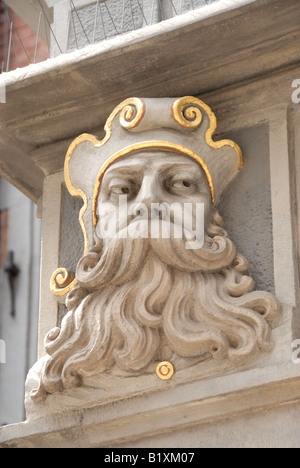Detail statue of house facade in Old Town Gdansk Poland Stock Photo