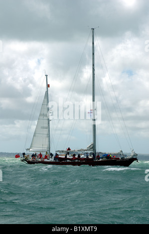 Ocean Youth Trust sail training vessel John Laing off Southsea Castle, Portsmouth Stock Photo