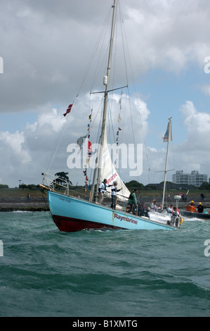 Historic yacht Lively Lady returning to Portsmouth after her second circumnavigation or the world Stock Photo