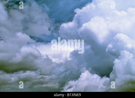 Hail and thunderstorm clouds, severe weather. Hail storm over Taos, New Mexico. Cumulus cloud. Overcast dramatic sky on a cloudy day Stock Photo