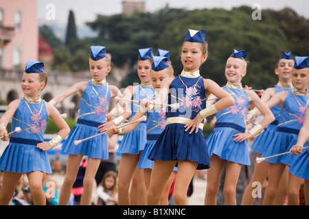 Young girls competing in Majorette International Festival Grand Prix  outdoor competition Opatija Istria Croatia Stock Photo - Alamy