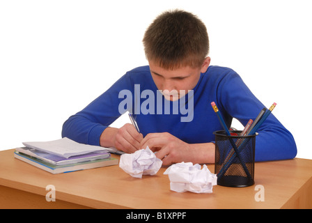 Boy Doing Homework Stock Photo