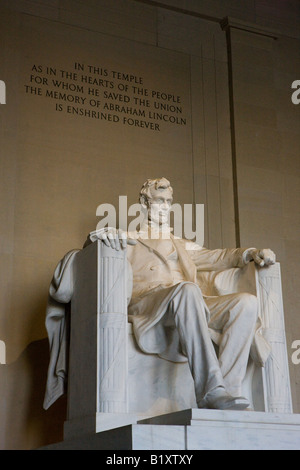 The Lincoln Memorial is located on the National Mall in Washington, D.C. built to honor President Abraham Lincoln. Stock Photo