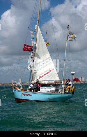 Historic yacht Lively Lady returning to Portsmouth after her second circumnavigation or the world Stock Photo