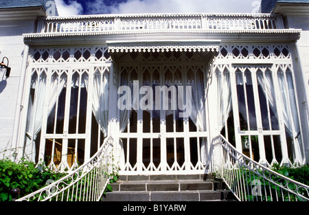 mauritius townhouse glazed verandah curepipe Stock Photo