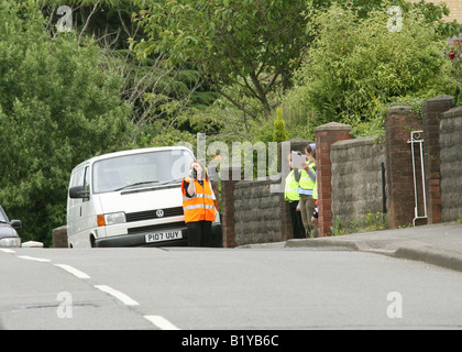 Speed camera checking for speeding vehicles on a public road in the city of Newport South Wales GB UK 2008 Stock Photo