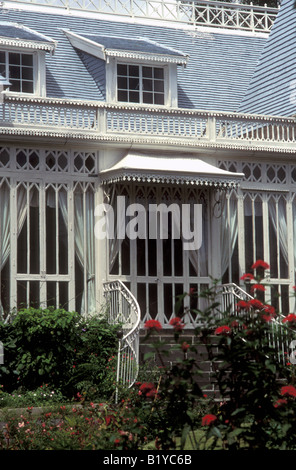 mauritius townhouse glazed verandah curepipe Stock Photo