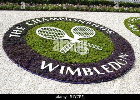 Wimbledon Logo on Henman Hill, The Championships, Wimbledon, Merton Borough, Greater London, England, United Kingdom Stock Photo