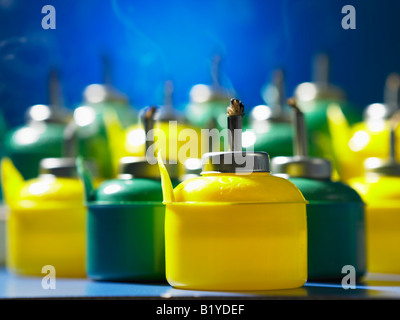 close up on pelita, malay oil lamps being blown out Stock Photo