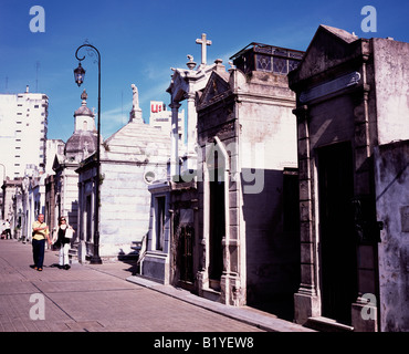 Elaborate marble mausoleums in La Recoleta Cemetery Buenos Aires Argentina Stock Photo