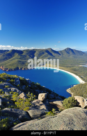 Wineglass Bay on the Freycinet Peninsula in Tasmania. Stock Photo