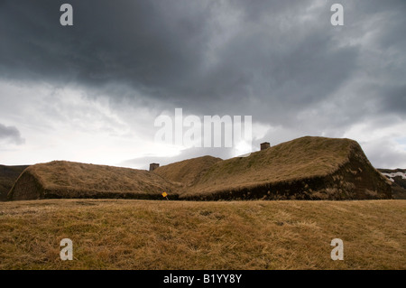 Þjóðveldisbærinn Stöng Reconstructed Icelandic farm. Stock Photo