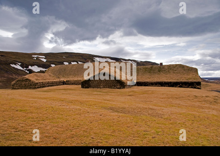 Þjóðveldisbærinn Stöng Reconstructed Icelandic farm. Stock Photo