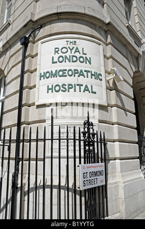 The Royal London Homoeopathic Hospital sign now Royal London Hospital for Integrated Medicine Great Ormond Street, England UK Stock Photo