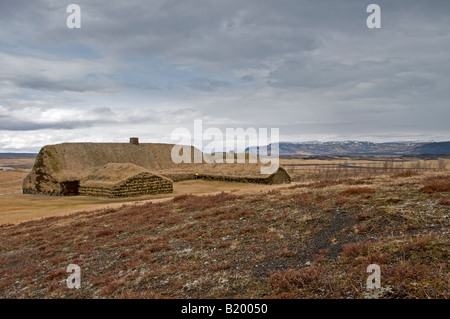 Þjóðveldisbærinn Stöng Reconstructed Icelandic farm. Stock Photo