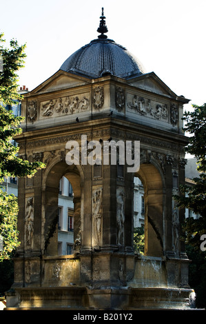 Fountain on a plaza, Paris, France Stock Photo