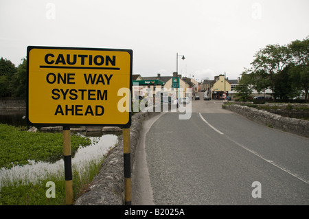Caution: One Way System Ahead road sign Stock Photo