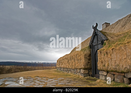 Þjóðveldisbærinn Stöng Reconstructed Icelandic farm. Stock Photo