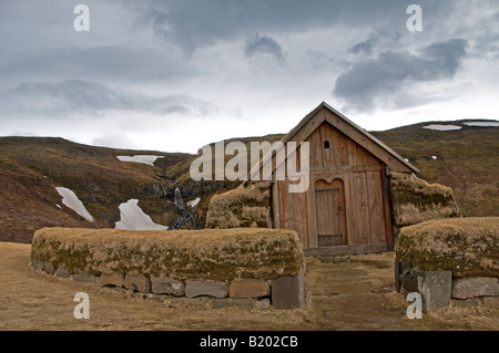 Þjóðveldisbærinn Stöng Reconstructed Icelandic farm. Stock Photo