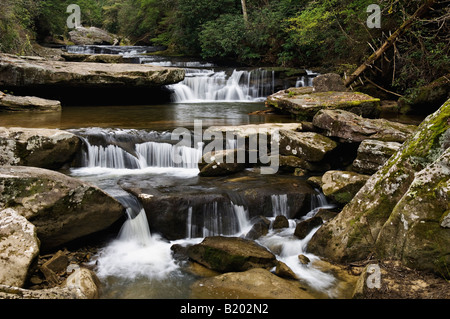 Cascades on Bark Camp Creek in Daniel Boone National Forest Whitley County Kentucky Stock Photo