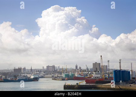 Aberdeen City Harbour and Port & River Dee Estuary, Scotland uk Stock Photo