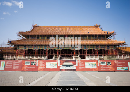 Renovation work on the Gate of Supreme Harmony in the Imperial Palace Forbidden City Beijing China Stock Photo