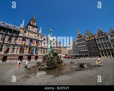 Grote Markt main market square in Antwerp Flanders Belgium Stock Photo