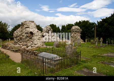 Castle remains at Ruyton-XI-Towns in the churchyard of St John the Baptist, Shropshire Stock Photo