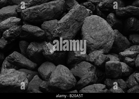 Large lumps of coal in a pile Stock Photo