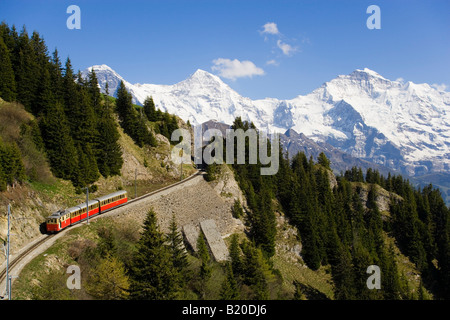 Schynige Platte Railway Eiger and Jungfrau Bernese Oberland highlands Canton of Bern Switzerland Stock Photo