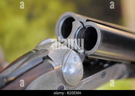 12 bore double barrelled shot gun side by side Stock Photo